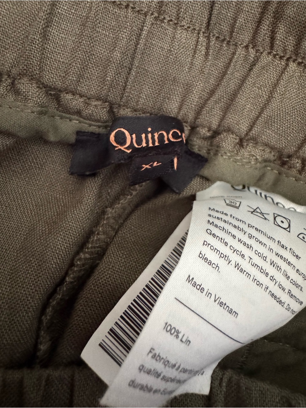 Quince 100% European Linen Wide Leg Pants – Bayberry Olive – XL - Picture 2 of 5